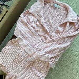 Pink Textured Women's lounge Set